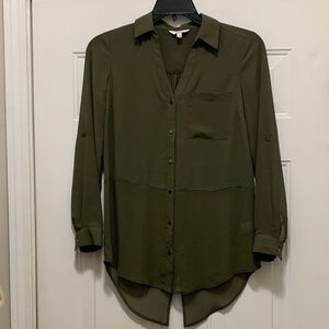 3/$15 Candie's Olive Green Button-Front Blouse Size Small